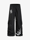 Music Note Print Baggy Nylon Cargo Pants