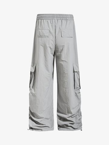 Music Note Print Baggy Nylon Cargo Pants 
