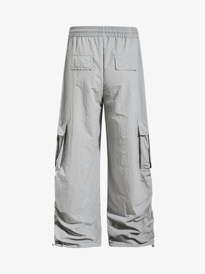 Music Note Print Baggy Nylon Cargo Pants 