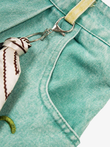 Cartoon Appliqué Denim Shorts
