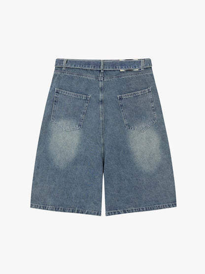 Embroidered Spiderweb Denim Shorts