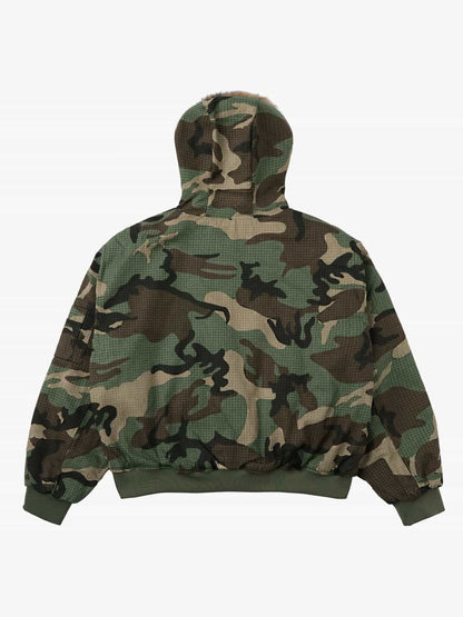 Camouflage Fur Collar Reversible Cotton Jacket - 2499 