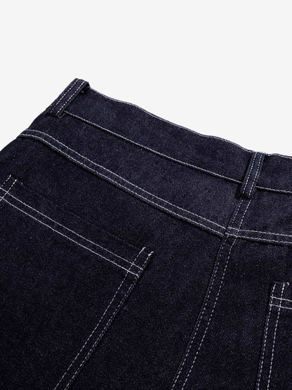Dark Graphic Multi-Button Jeans