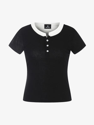 Layered Look Henley Slim Fit Short Sleeve T-Shirt 