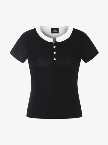 Layered Look Henley Slim Fit Short Sleeve T-Shirt 