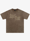 Washed Gothic Letter Imitation Diamond T-Shirt 