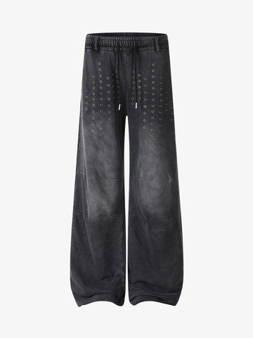 Streetwear Distressed Eyelet Detail Baggy Sweatpants