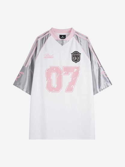 Graphic Number 07 Spliced Raglan T-Shirt