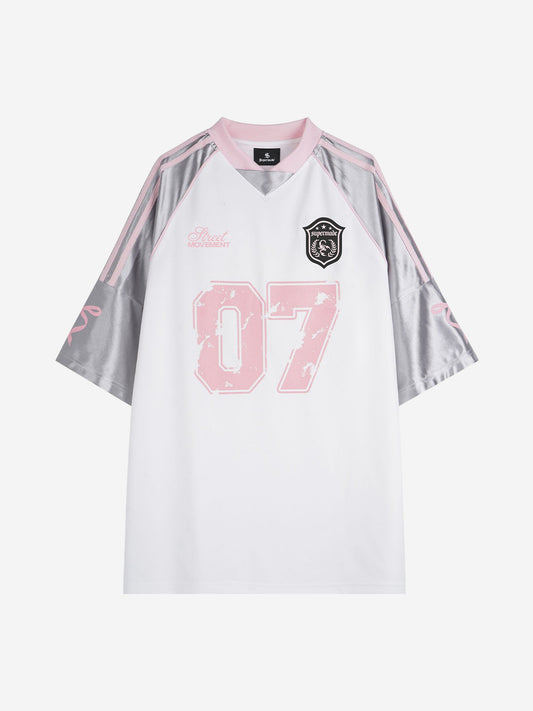 Graphic Number 07 Spliced Raglan T-Shirt