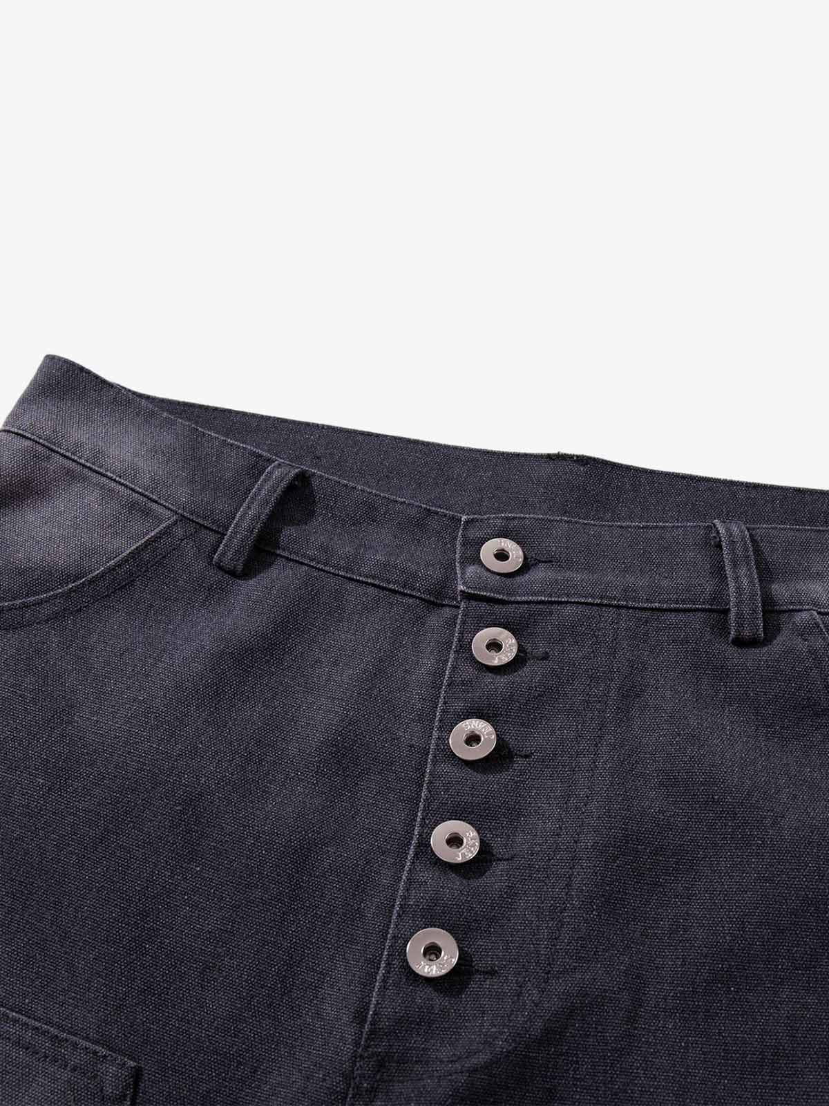 Multi-Button Distressed Print Jorts
