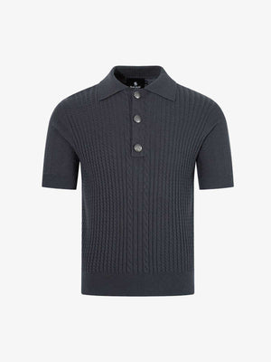 Vintage Cable Knit Polo Shirt 