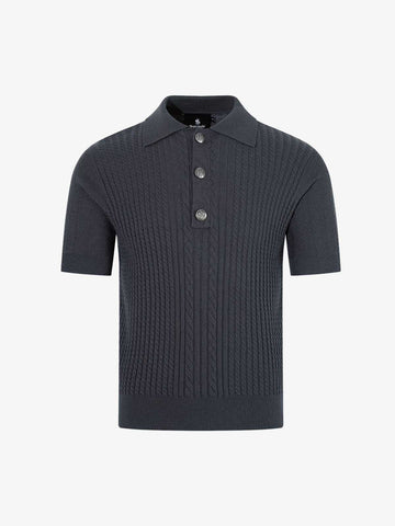 Vintage Cable Knit Polo Shirt 