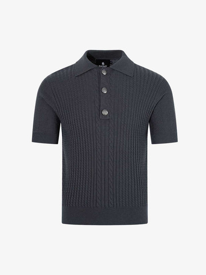 Vintage Cable Knit Polo Shirt 