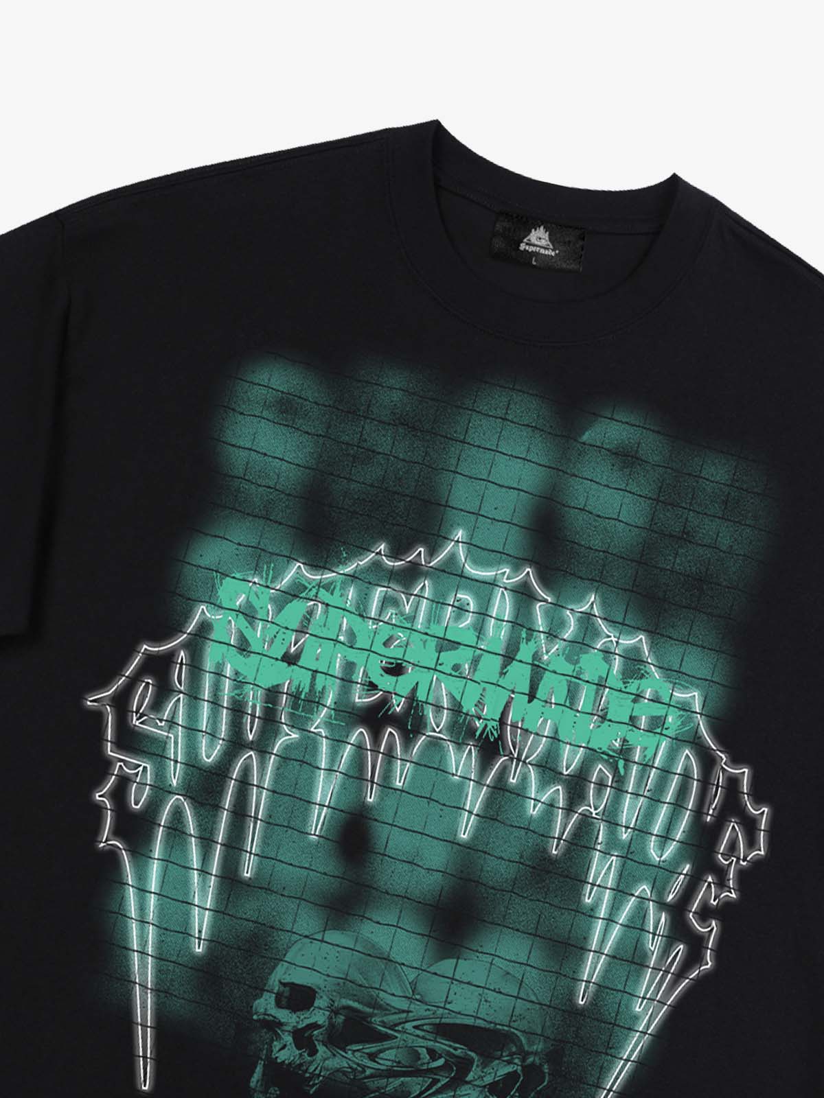 Dark Grid Skull Graphic T-Shirt 