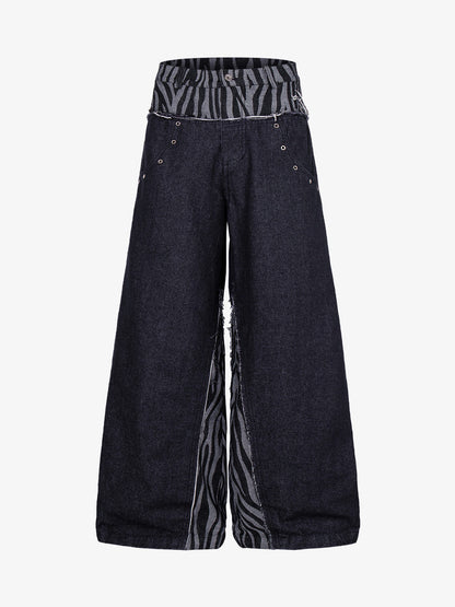 Zebra Graphic Distressed Jeans
