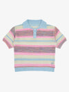 Knitted Striped Polo Shirt for Kids with Colorful Horizontal Patterns and Breathable Design 