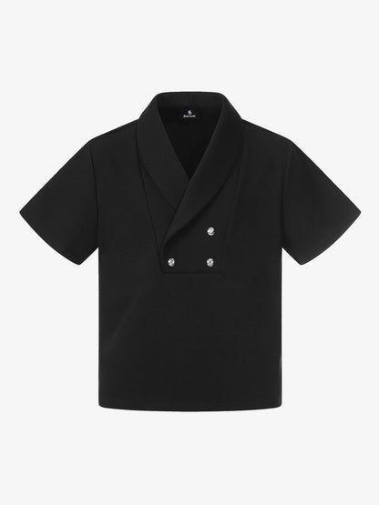 Shawl Collar Button Detail T-Shirt