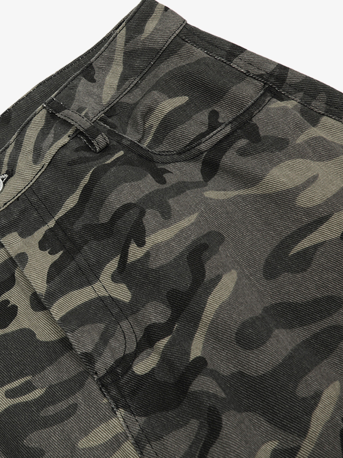 Camouflage Printed Curved Denim Jeans