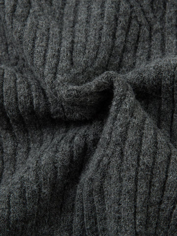 Knitted Distressed Diamond Pattern Raw Edge Sweater 