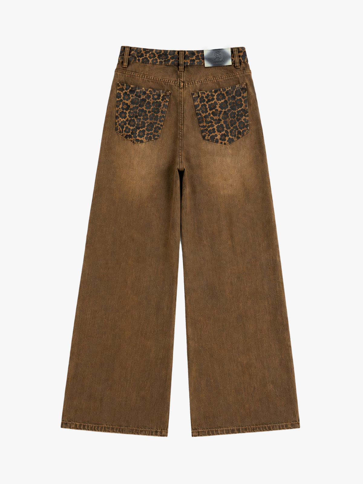 Leopard Panel Wide-Leg Jeans