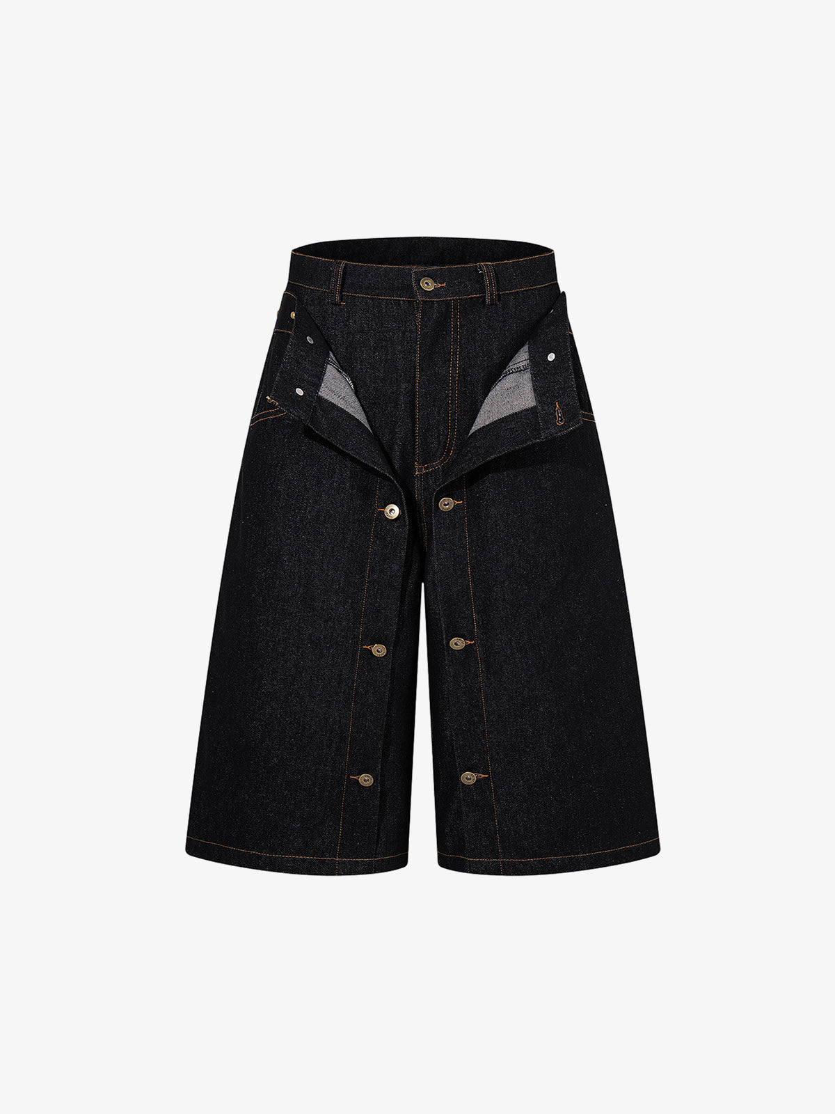 Double-Waisted Multi-Button Denim Jorts