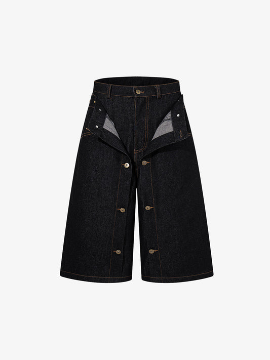 Double-Waisted Multi-Button Denim Jorts