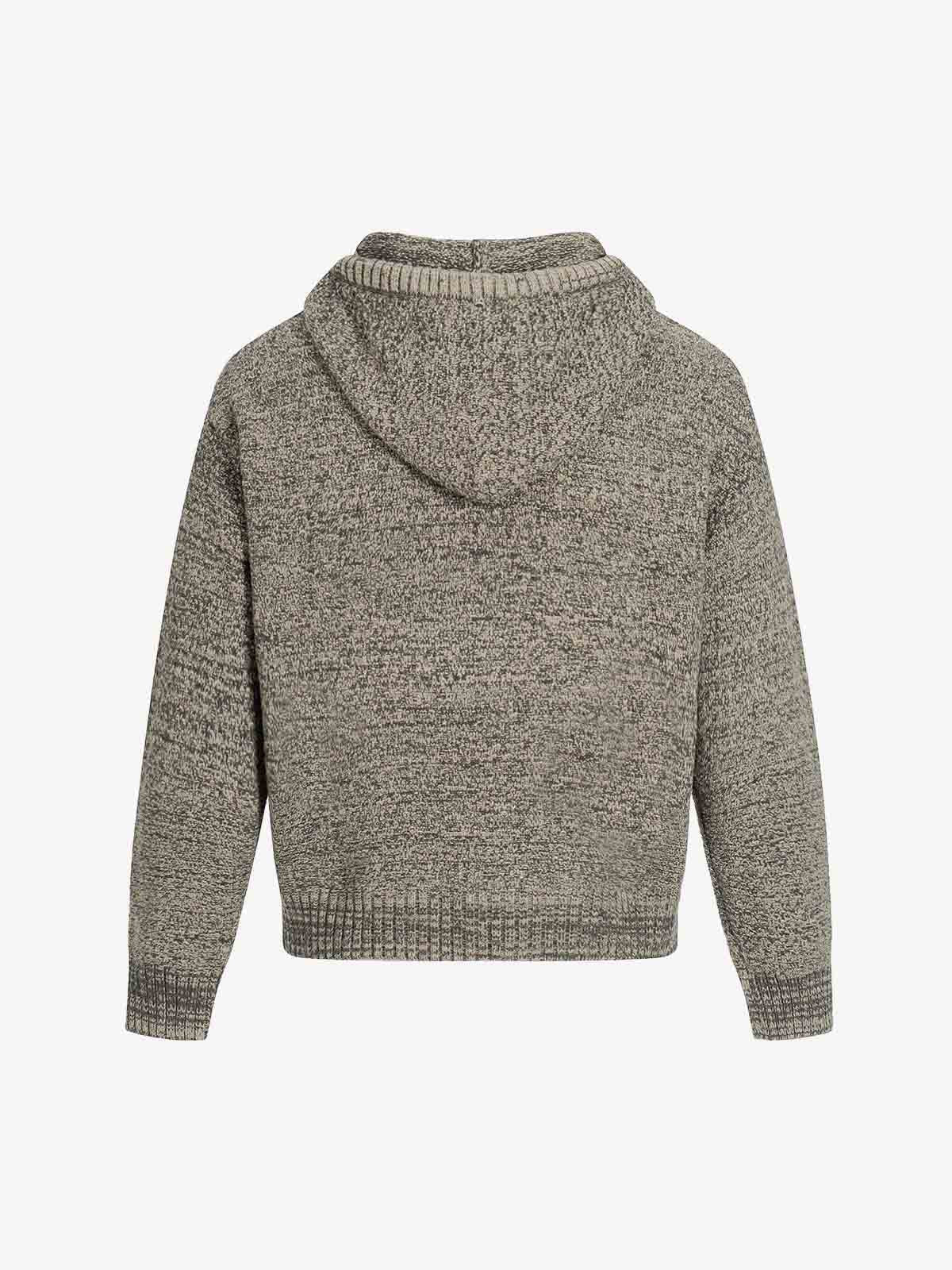Relaxed Fit Knit Hooded Pullover Hoodie Sweater 