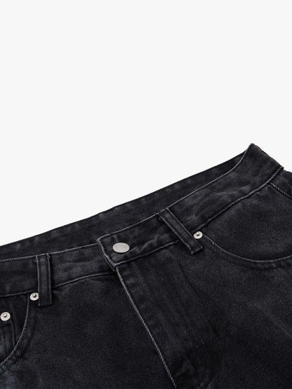 Black High-Waisted Straight Leg Jeans – Silver Rivet Five-Pocket Denim