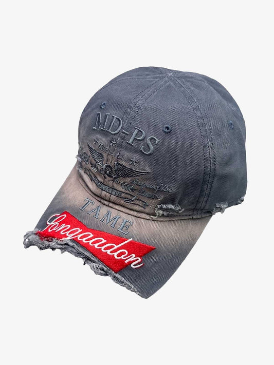 Distressed Baseball Cap with Frayed Brim