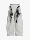 Street Detachable Plaid Waistband Machete Casual Pants 
