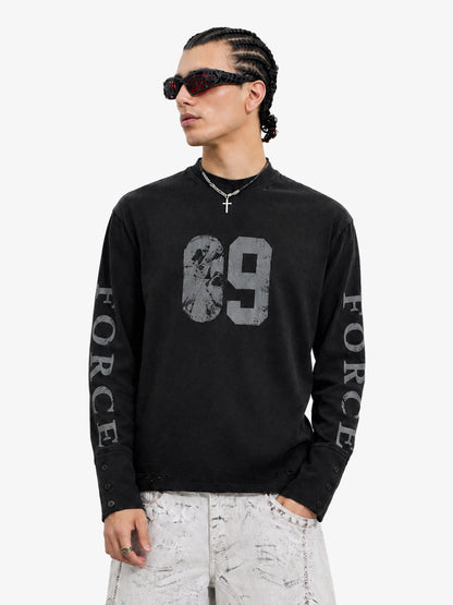 Distressed NO. 09 Long Sleeve T-Shirt 