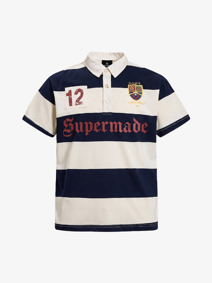 Vintage Striped Rugby Polo Shirt