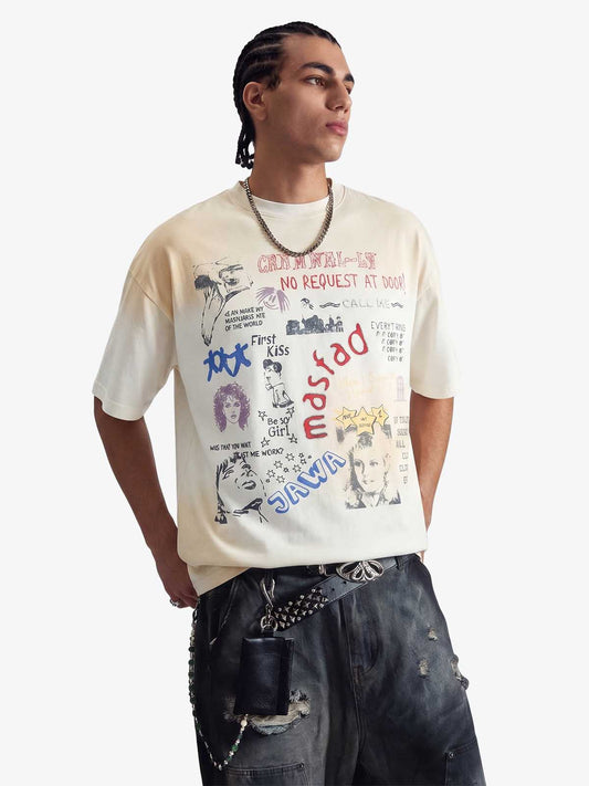 Graffiti Collage Mixed Graphic T-Shirt