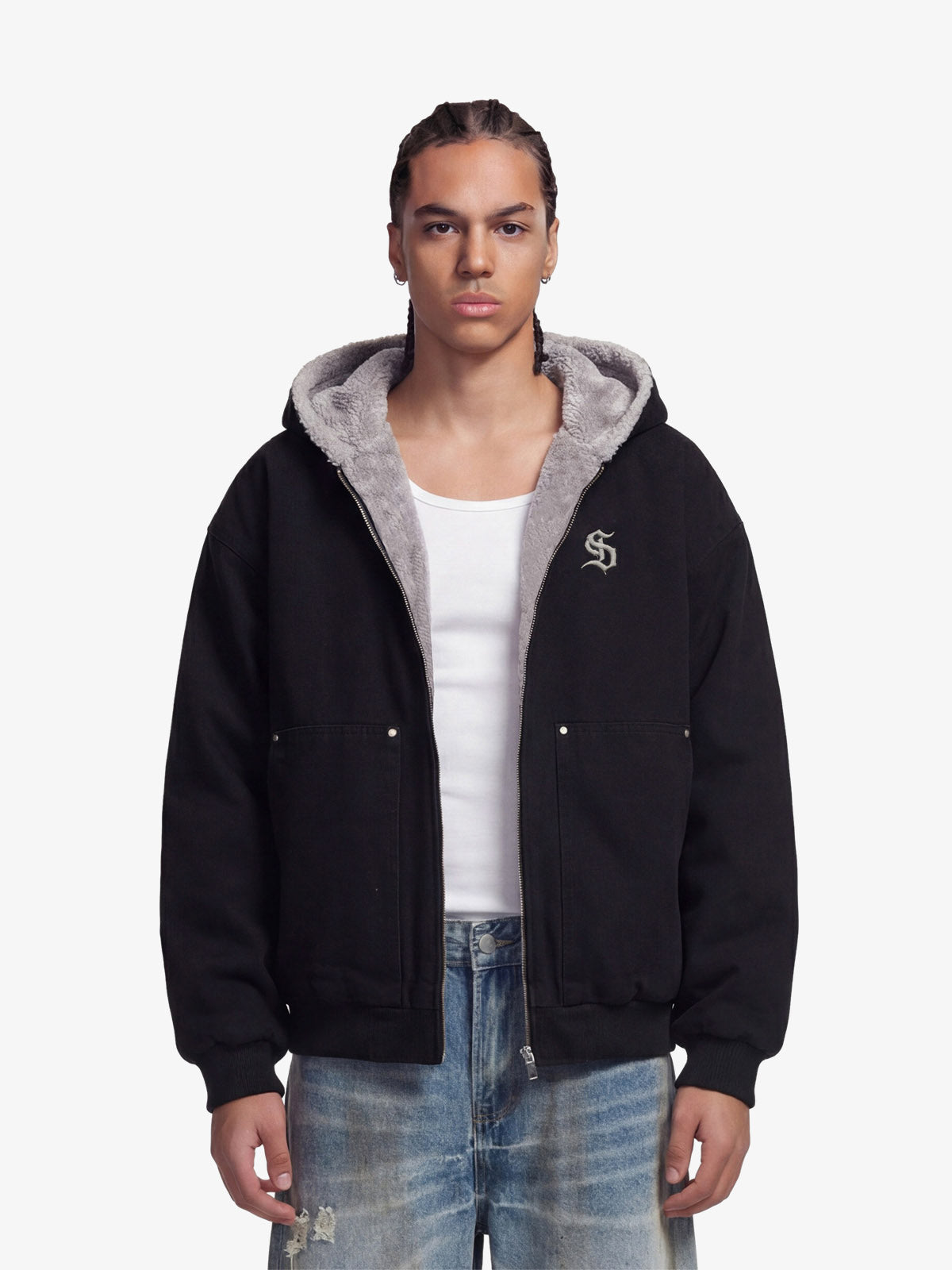 Thesupermade Fur Hooded Zip Up Quilted Jacket - 2510 