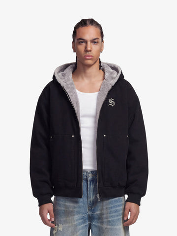 Thesupermade Fur Hooded Zip Up Quilted Jacket - 2510 