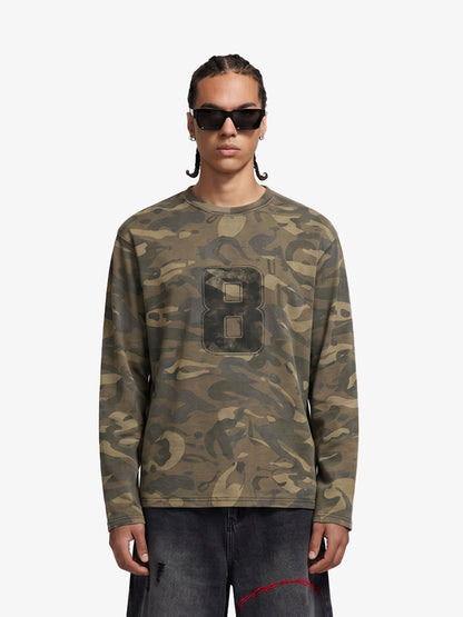 Camo Number 8 Graphic Long Sleeve T-Shirt 