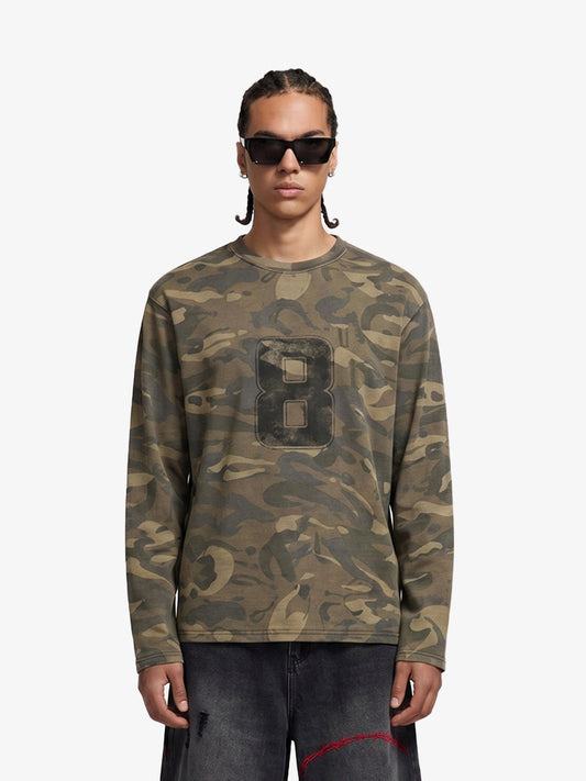 Camo Number 8 Graphic Long Sleeve T-Shirt 
