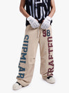 Retro Color-Block Letter Print Baggy Pants