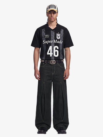 Pleated Supermade Graphic Print Wide Leg Pants 
