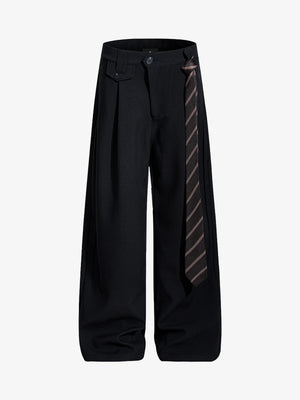 Tie Detail Relaxed Fit Draped Suit Pants