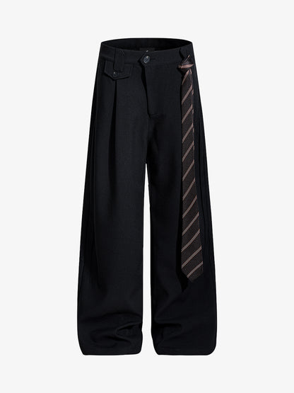 Tie Detail Relaxed Fit Draped Suit Pants