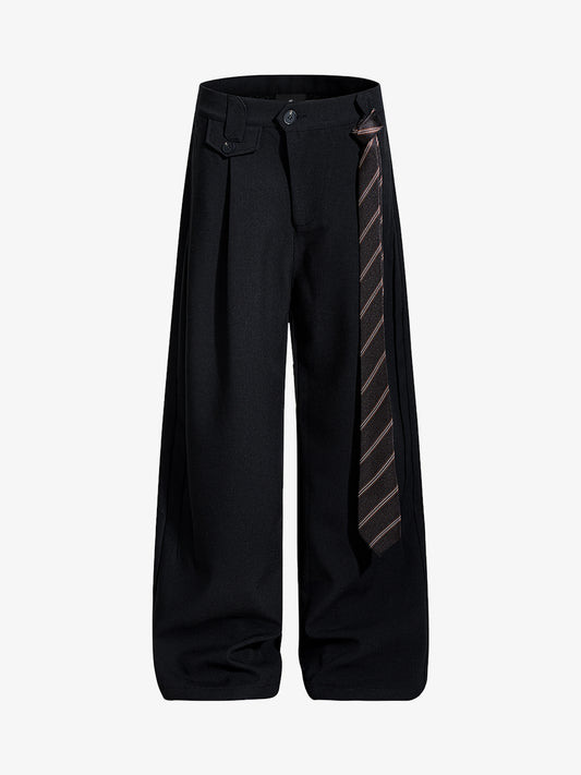 Tie Detail Relaxed Fit Draped Suit Pants
