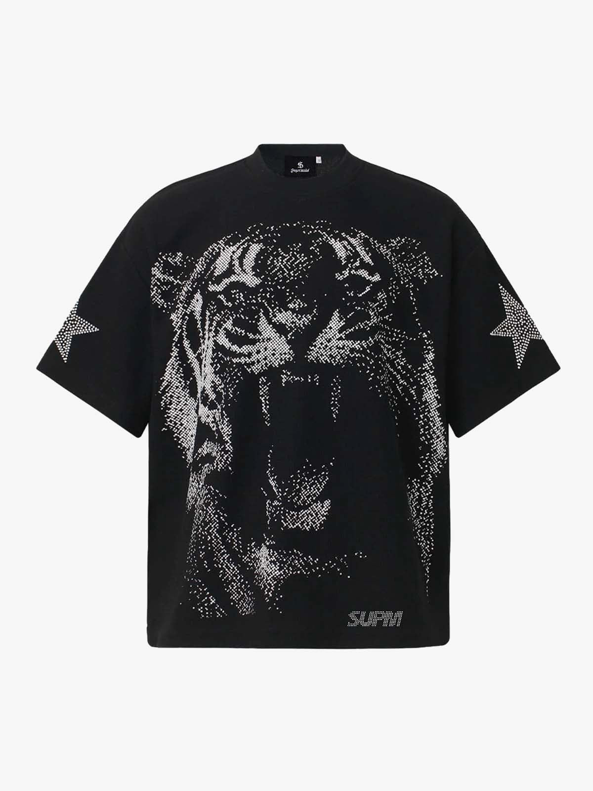 Tiger Graphic Star Sleeve T-Shirt 