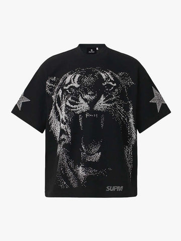 Tiger Graphic Star Sleeve T-Shirt 