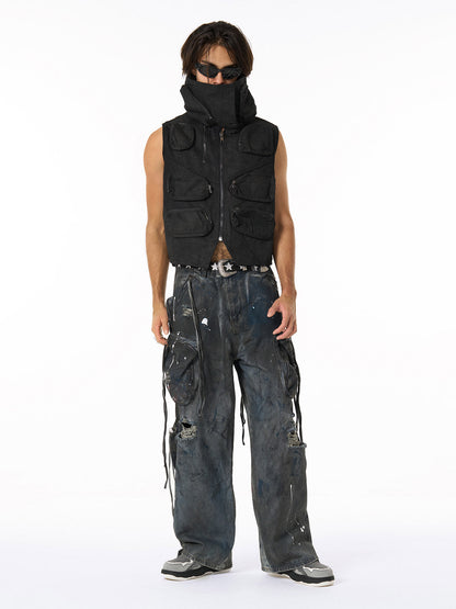 Heavy-Duty Multi-Pocket Multi-Zipper Vest 
