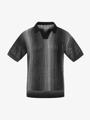 Gradient Textured Knit Polo Shirt 