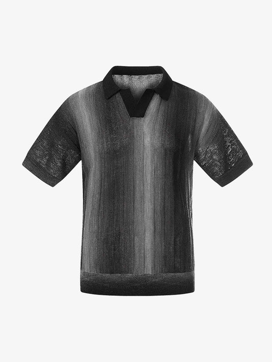 Gradient Textured Knit Polo Shirt 