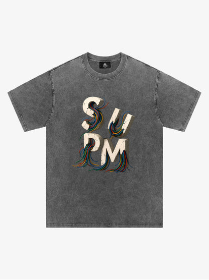 SPMD Letter Cable Graphic T-Shirt 