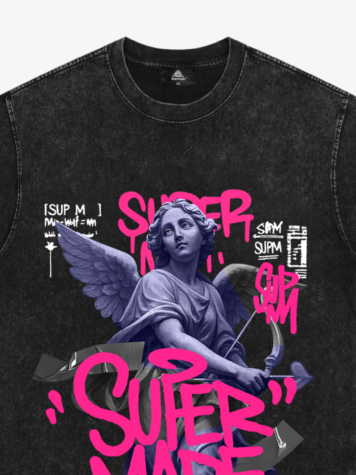 Street Pink Lucky Angel Graphic Design T-Shirt 