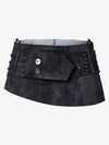 Thesupermade Metallic Studded Embroidery Belt Mini Skirt